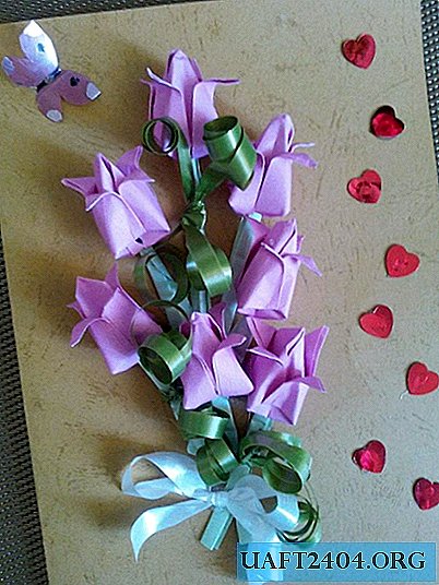 Tarjeta de felicitación en 3D con tulipanes