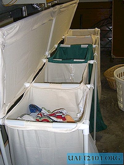Large laundry basket made of plastic pipes