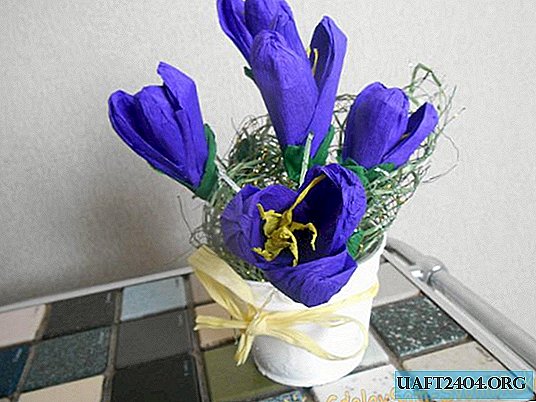 Bouquet of crocuses from corrugated paper