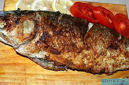 Fried whole sea bass in a pan