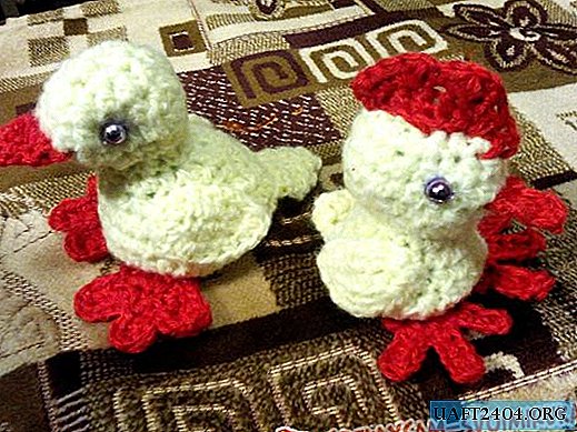 Crocheted chicken and duckling