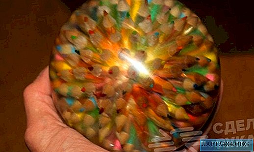 Bola decorativa hecha de lapices y epoxy