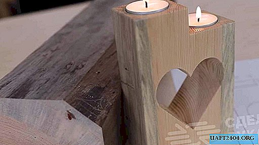 Interesting do-it-yourself candlestick made of wood