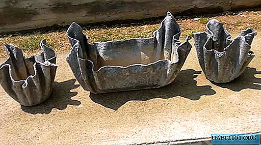 How to make original flower pots from rags and cement