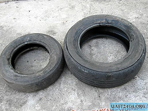 Parterre de vieux pneus