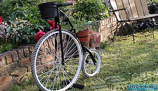 Hermosa cama de flores en forma de bicicleta