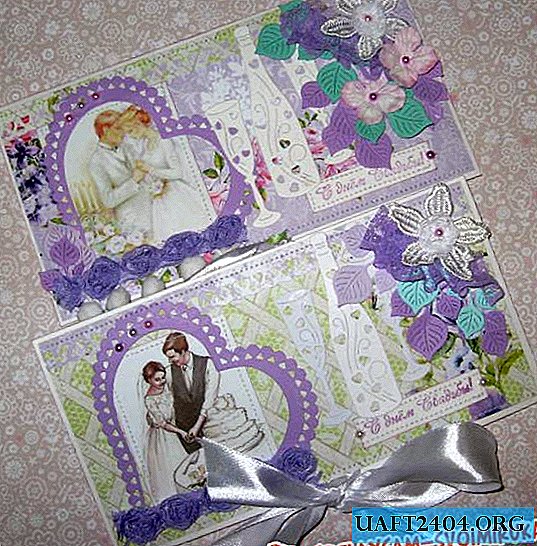 Ručně vyráběné fialové svatební obálky