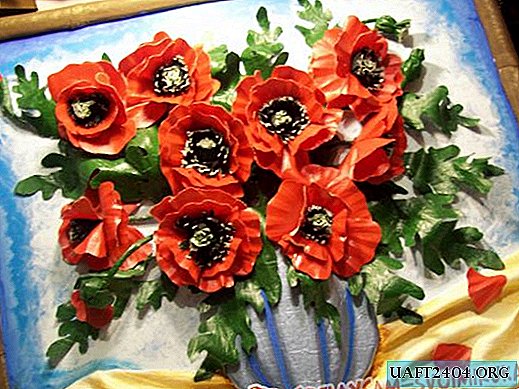 "Poppies" made of artificial leather.