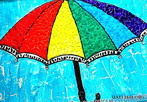 Eierschalenmosaik "Regenbogenfarbiger Regenschirm"