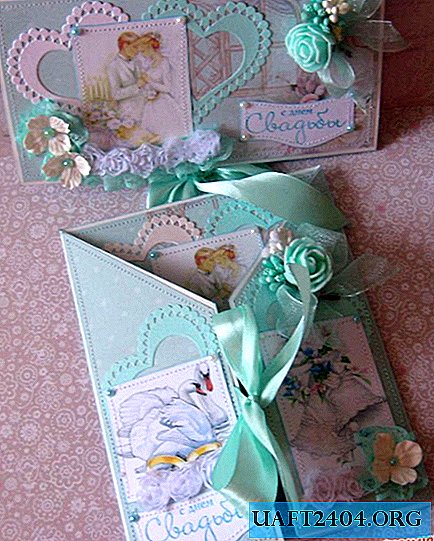 Ensemble cadeau de mariage: carte pliante et enveloppe de caisse