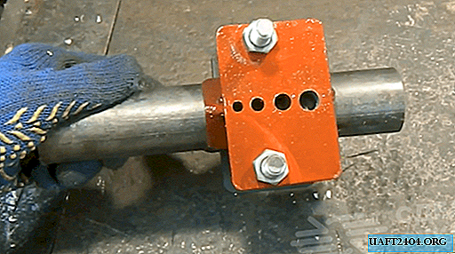 Dispositivo para taladrar agujeros en tuberías redondas.