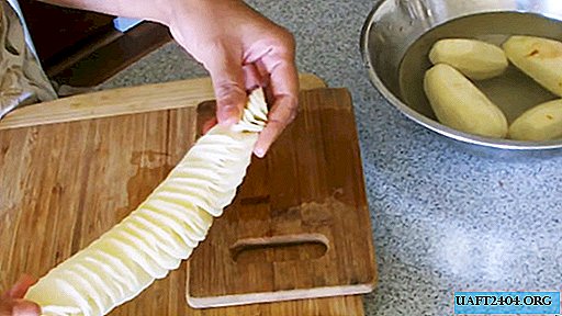 우리는 보통의 칼로 몇 초 만에 나선형으로 감자를 자릅니다.