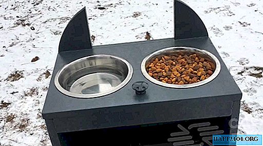 Homemade wooden "feeder" for a large dog