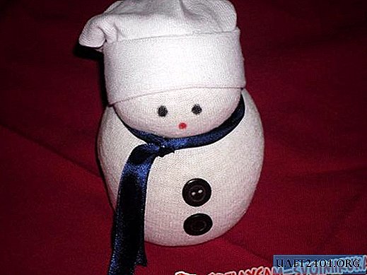 Snowman made from sock and rice