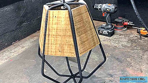 Stylish decorative lamp made of metal and wood