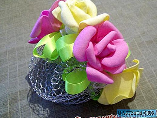 Hair net decorations with roses from foamiran