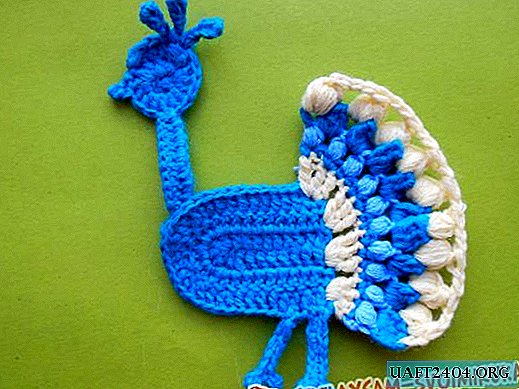 Crocheted applique "peacock"