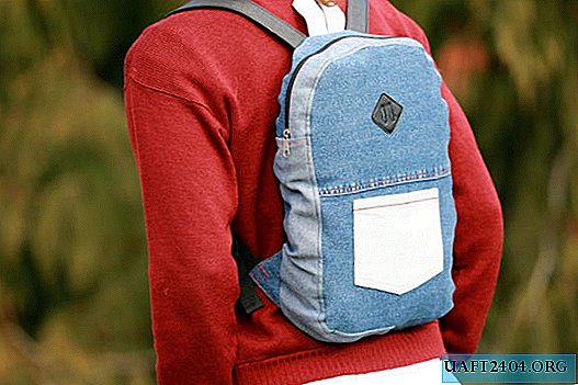 Bright backpack from old jeans
